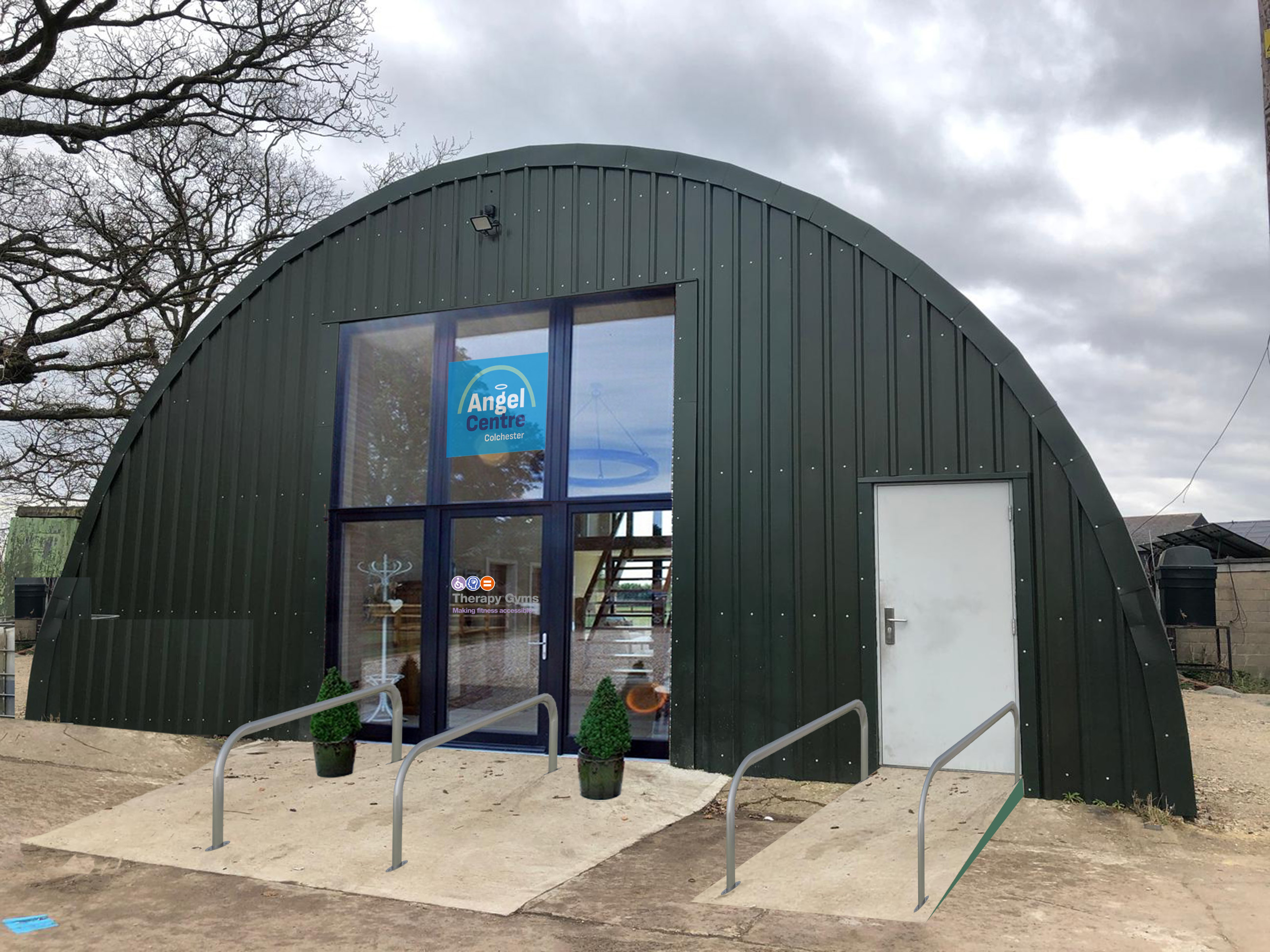 The Angel Centre building exterior in Langham, Colchester - modern accessible gym facility designed for people with disabilities, neurological conditions, chronic health conditions, autism and ADHD
